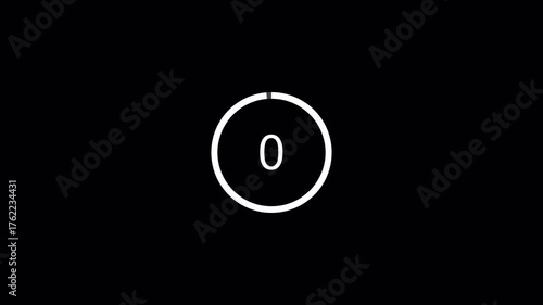  5 second countdown animation from 5 seconds to 0 seconds on a transparent background,  countdown timer with alpha channel.  