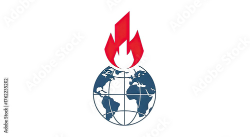 Globe with flame symbolizing energy and sustainability in a modern context