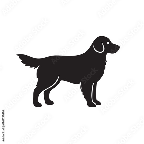 Silhouette of a loyal golden retriever dog standing, a symbol of companionship and playful nature