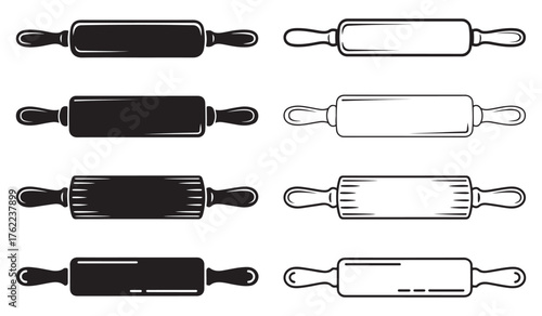 Rolling Pin Silhouette Vector Set | Baking Utensil Icons, Kitchen Tool Clipart