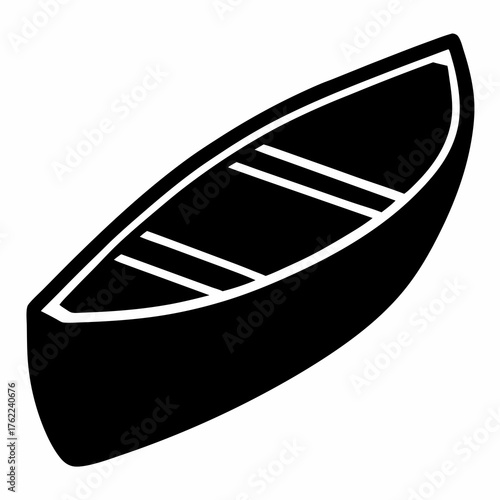 Simple black canoe illustration vector graphic for outdoor adventures