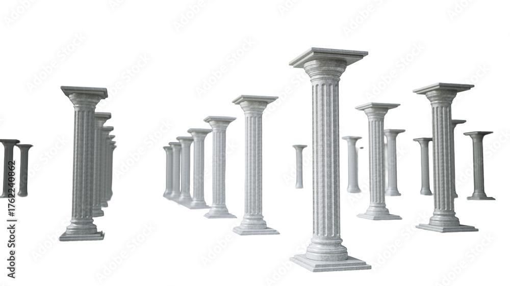 Obraz premium Ancient ruins of Greek pillars on transparent background. 3D illustration