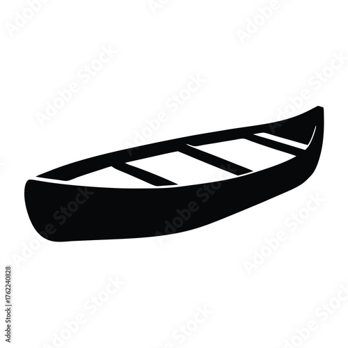 Simple black canoe vector illustration scalable eps icon for outdoor adventures
