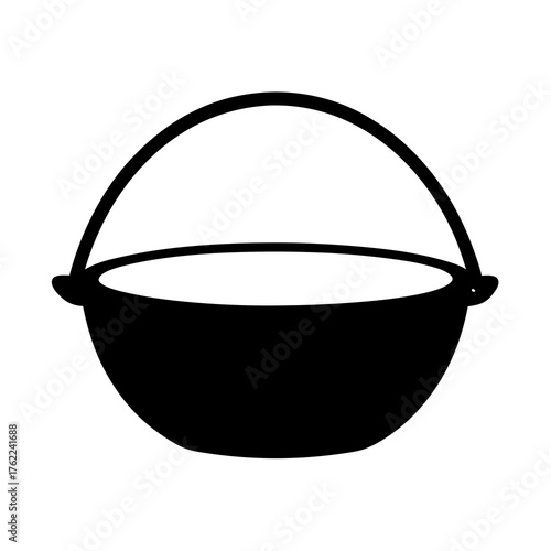Vector illustration of a black dutch oven cooking pot with a handle