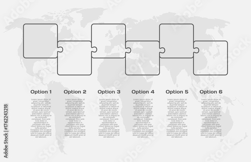 Six steps line infographic, puzzle diagram