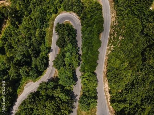 serpentine roads on the mountainside