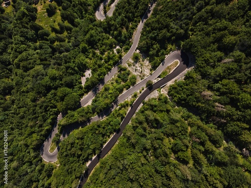 serpentine roads on the mountainside