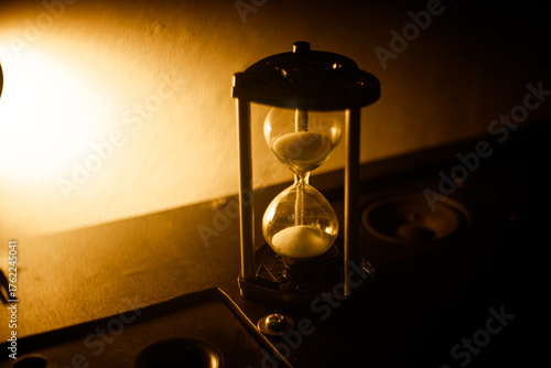 hourglass on a wooden background