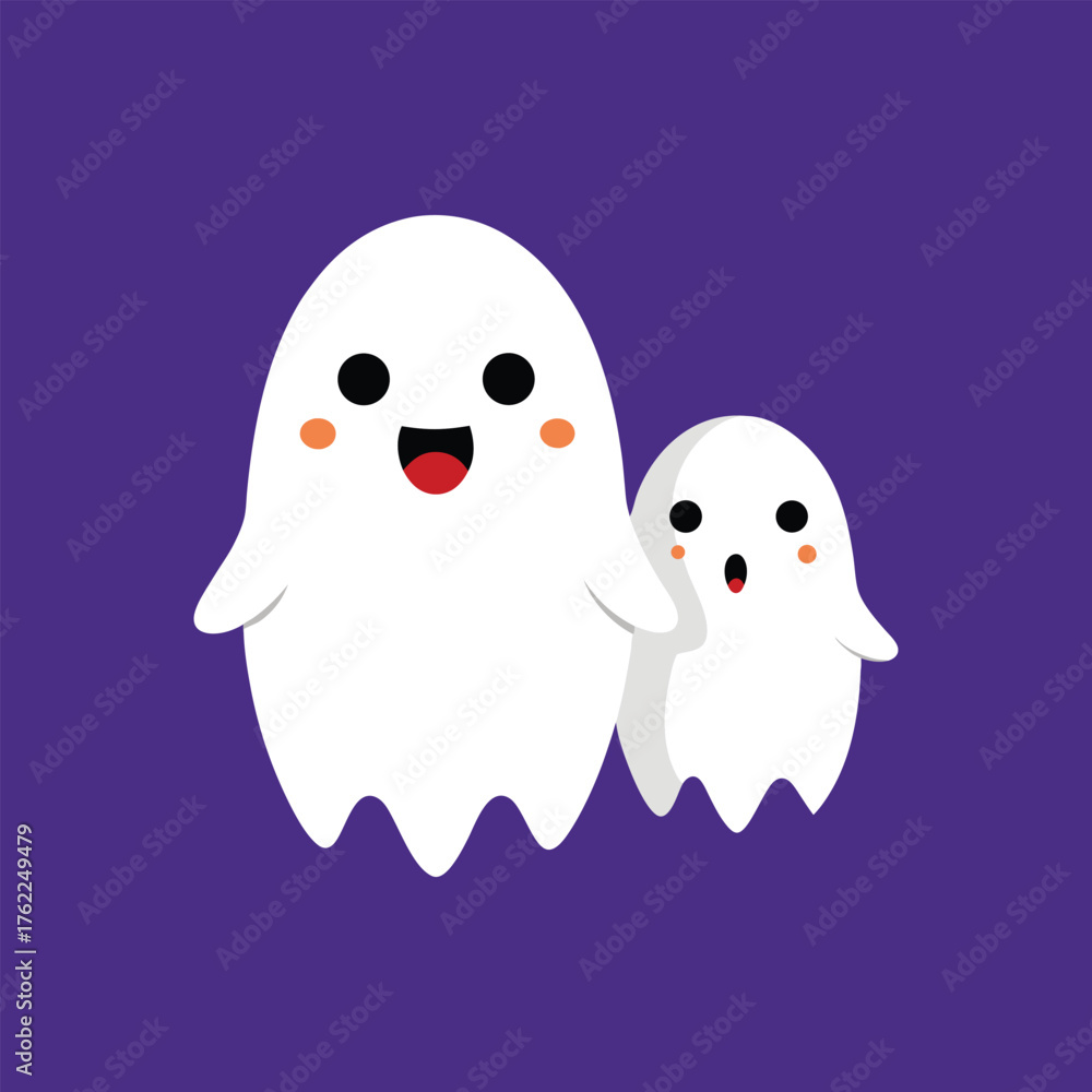 Obraz premium Halloween cute ghosts vector art illustration