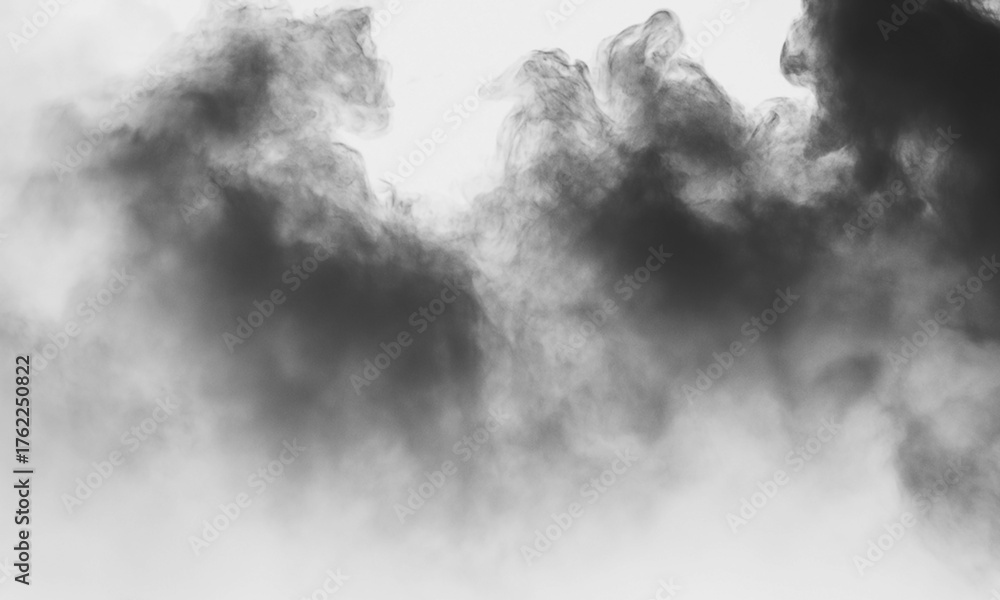 Fototapeta premium Dense Smoky Haze Texture with Transparent Backdrop for Digital Compositing, Ideal for Creating Dramatic Atmospheric Effects and Depth in Designs