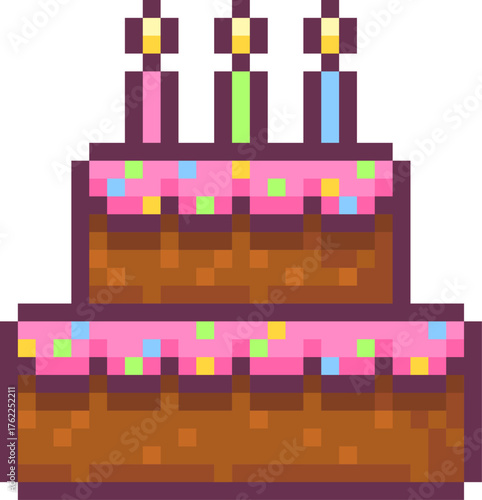 Pixelated Cake with Candles