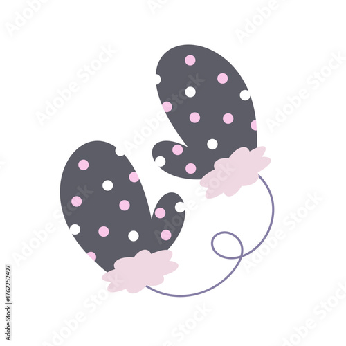 Gloves, winter accessories, warm clothing item. Vector illustration.