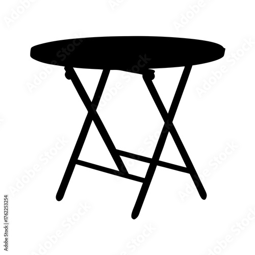 Vector silhouette of a foldable round table ideal for various designs
