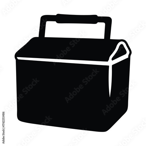 Vector illustration of a black food cooler bag with handle scalable svg icon
