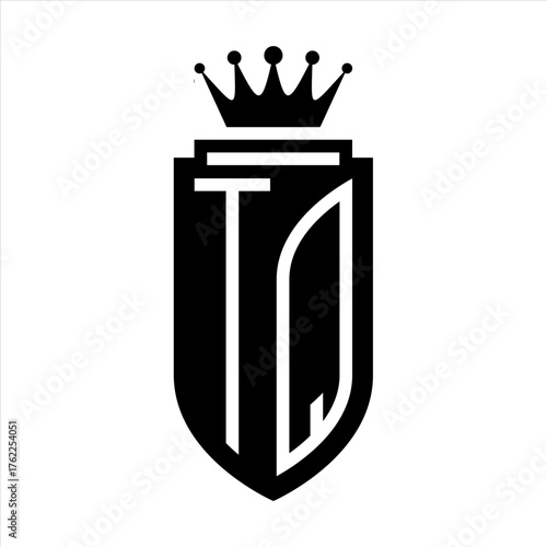 TQ Vector logo initials shield with royal crown minimalist, elegant style