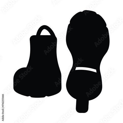 Black silhouette image showcases children's winter boots with a convenient loop handle