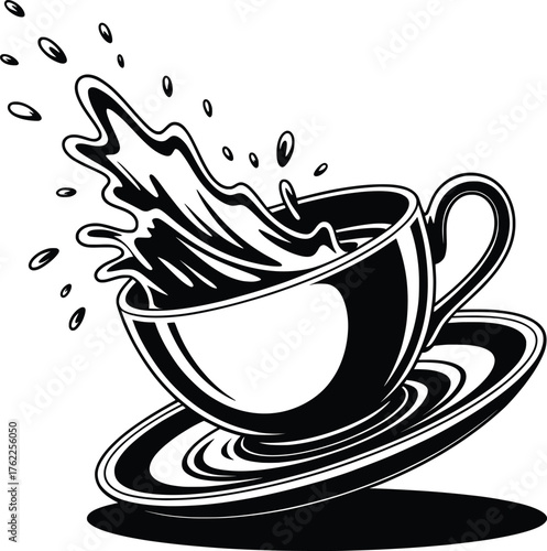 Coffee Cup Splash Vector Illustration.