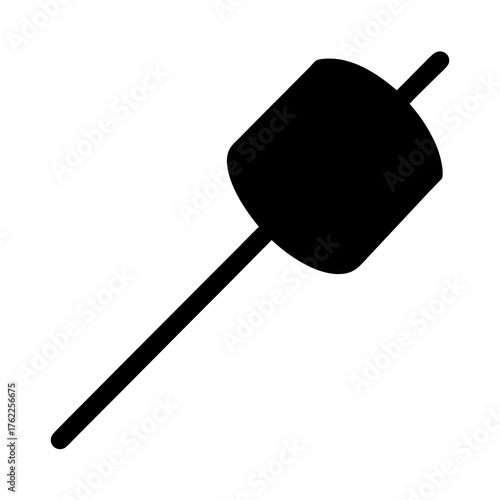 Simple black silhouette vector illustration of marshmallow on roasting stick icon