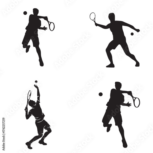 Tennis game icon with black background and male player