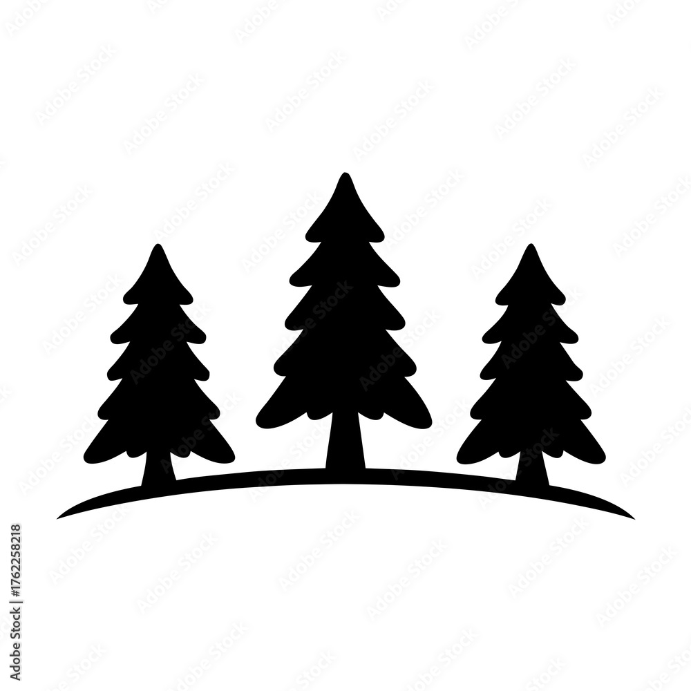Obraz premium Vector pine tree forest silhouette illustration scalable nature icon svg