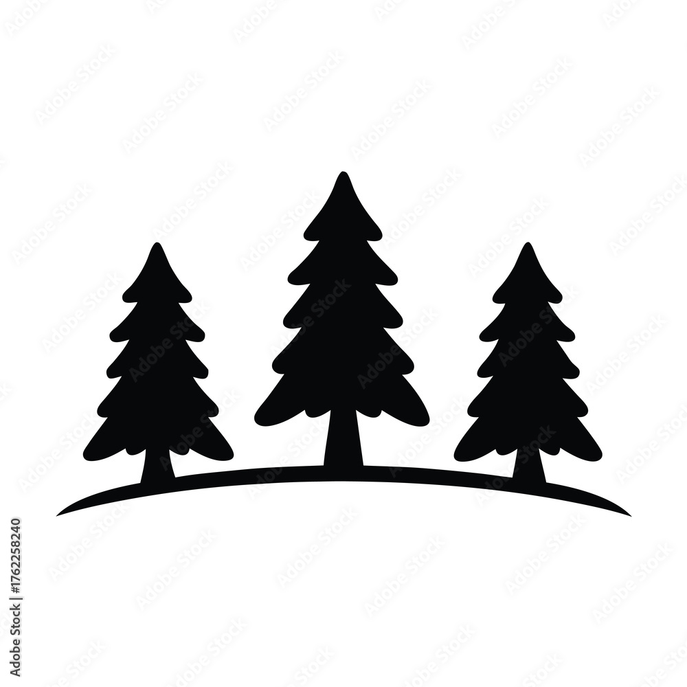 Obraz premium Vector pine tree forest silhouette illustration scalable nature icon eps