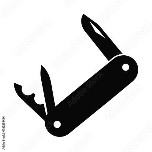 Versatile pocket knife vector illustration for outdoor and survival iconography
