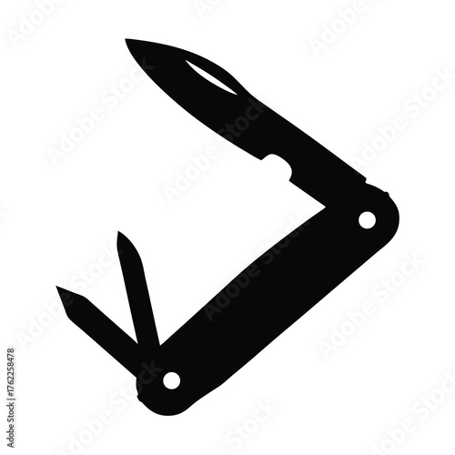 Scalable vector graphic of a classic folding pocket knife icon for eps