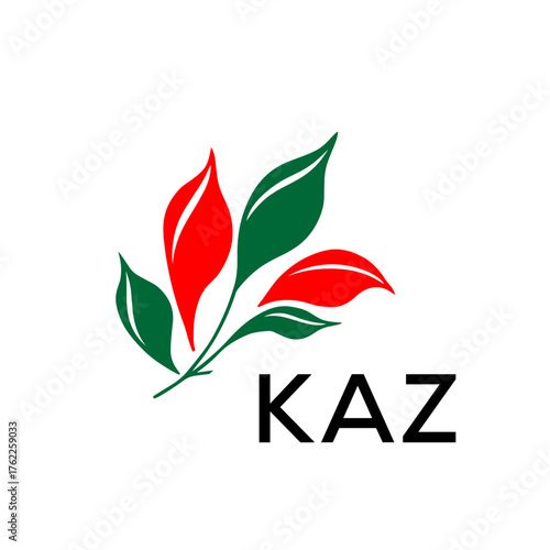 Modern Abstract Leaf Logo Design – KAZ Later Logo, Red and Green Nature-Inspired Brand Icon
