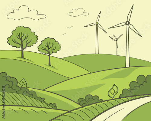 wind turbines on the hill