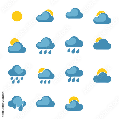Collection of Weather Icons and Symbols for Forecasting