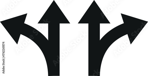 Multiple directional arrows signifying choices and divergent paths forward vector