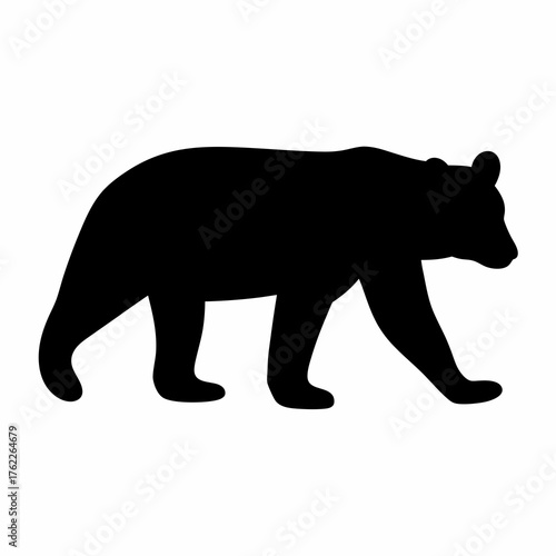 Silhouette vector illustration of a black bear crossing a river