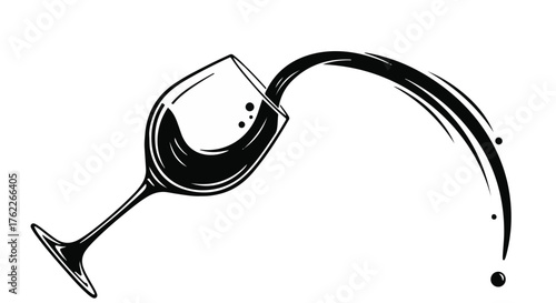 Dynamic splash of dark liquid from a tilting wine glass, suggesting celebration or a moment of excitement.