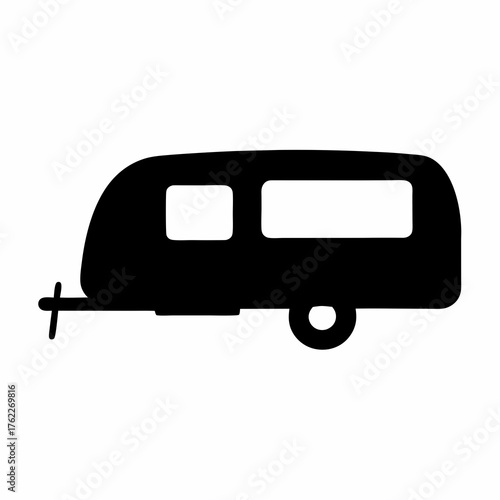 Silhouette vector illustration of a caravan camper trailer for travel and camping