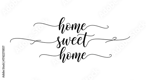 Home sweet home calligraphic text design element isolated white background decorative ornament