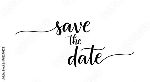 Save the date calligraphy text design on white background