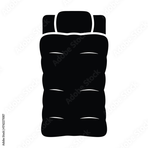 Silhouette of inflatable pool lounger icon- Minimal black silhouette of an inflatable pool lounger, ideal for water recreation, summer activities, beach icons, and relaxation graphics