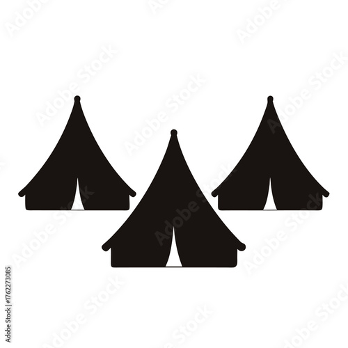 Vector illustration of a tent city with multiple scalable tents eps