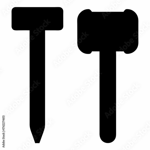 Tent peg and mallet vector illustration scalable svg icon for outdoor gear