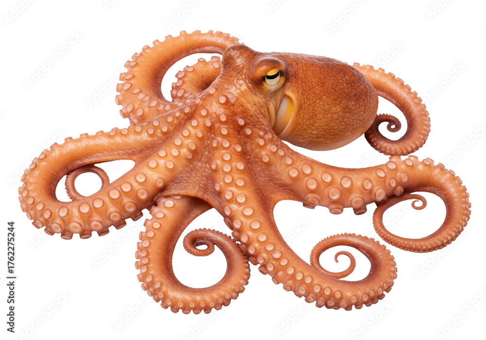 Obraz premium Isolated octopus specimen with tentacles, a sea animal, perfect for marine life studies