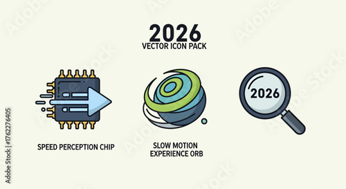 Vector Icon Pack 2026 Futuristic Speed, Time Perception, and Technology Graphics