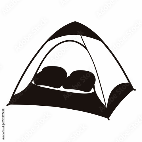 Camping tent with sleeping bags inside vector illustration scalable svg icon