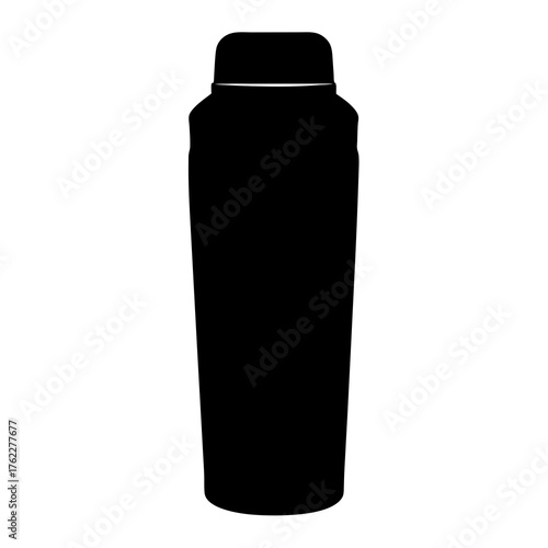 Sleek black thermos bottle vector illustration for cold or hot beverage storage