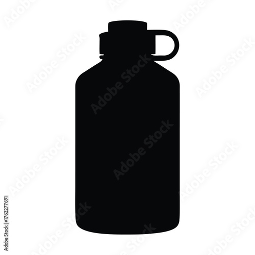 Scalable vector illustration of a black thermos bottle with handle icon