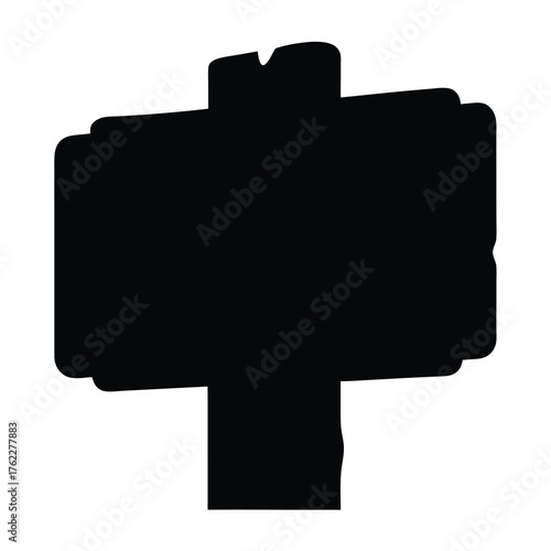 Vector silhouette of a trailhead signpost axe icon for outdoor adventures