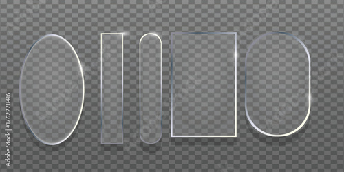 Collection of transparent geometric shapes glass objects acrylic and crystal forms vector