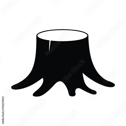Vector illustration of a solid tree stump seat natural wood furniture icon