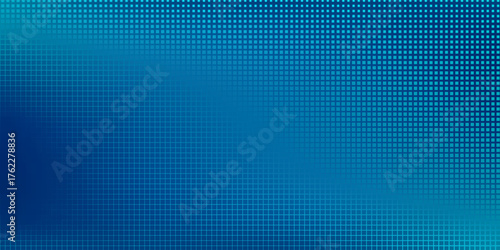 Abstract geometric background with blue rhombuses of variable size. Gradient halftone transition from dark blue to azure. Wallpaper for screensavers or backgrounds for covers. Smooth color change.