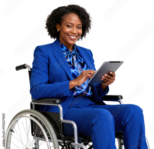Professional Black Woman in Wheelchair Using Tablet - Inclusion & Accessibility