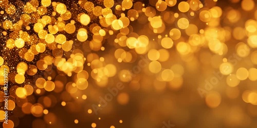 Golden bokeh lights shimmer and dance across the frame, creating a mesmerizing visual effect, as the camera smoothly zooms in to enhance the enchanting atmosphere